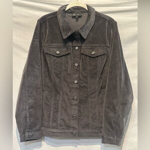 NWOT  DG2 by Diane Gilman Stretch Velvet Button Down Jacket Size Large